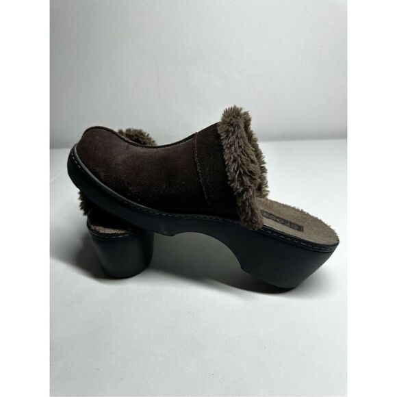Crocs Women's Brown Suede Faux Fur Lined Mule Clogs Slip-Ons 11602 Size 10 - Picture 7 of 11